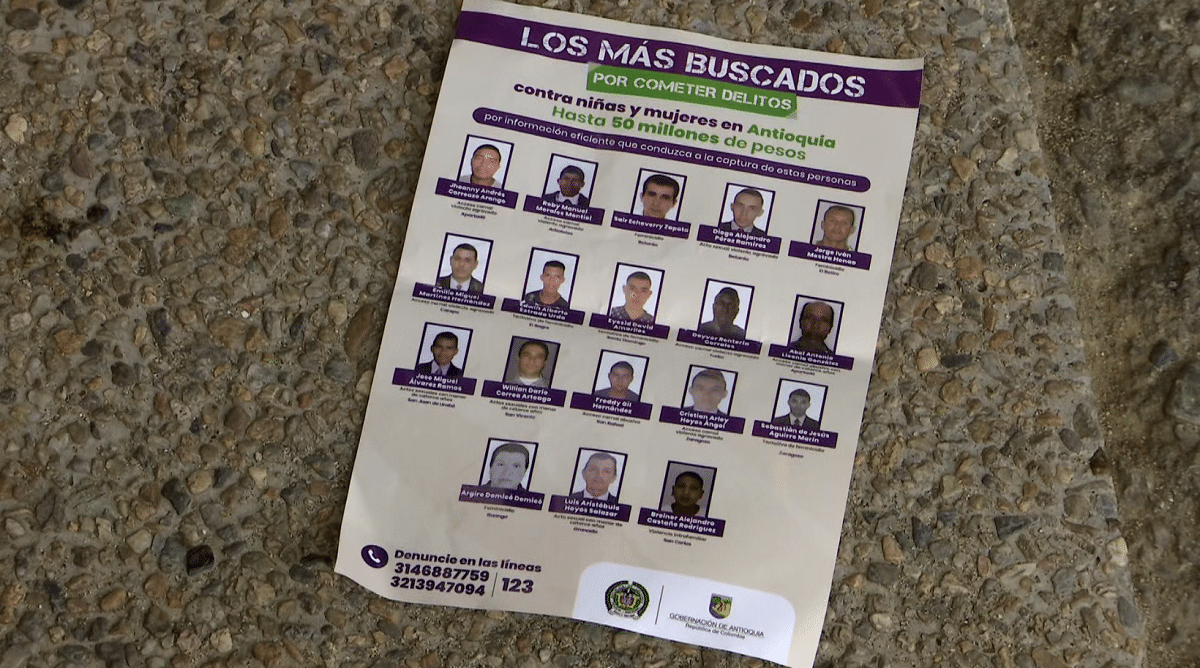 Este es cartel de los más buscados por delitos contra mujeres y niños en Antioquia