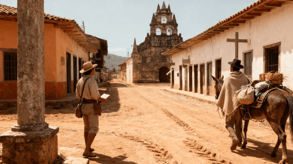 Imagen que muestra la iglesia de la Veracruz en sus inicios