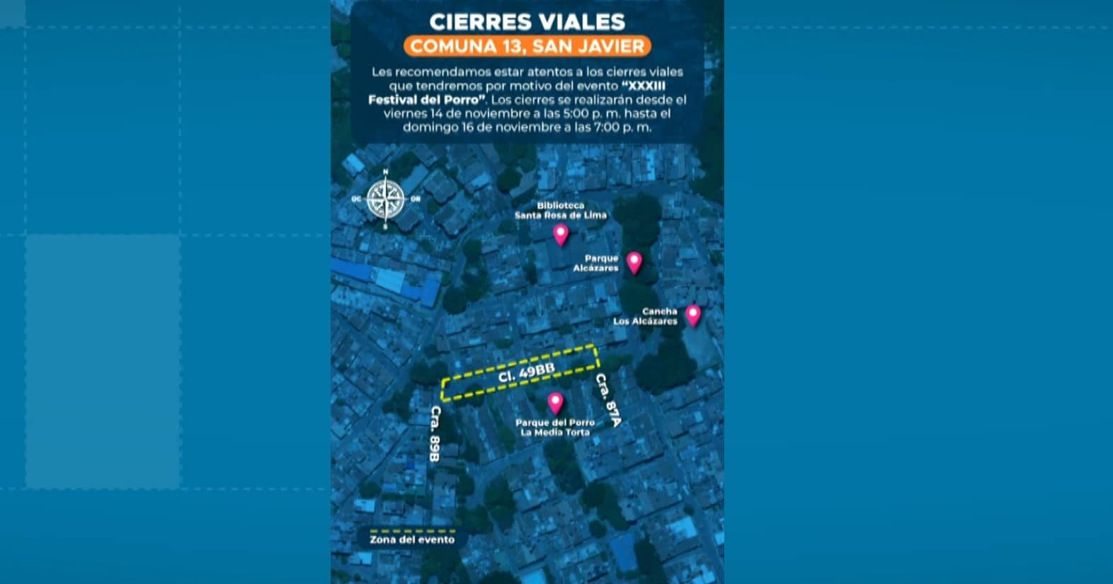 ¡Preste atención! Estos son los cierres viales en dos comunas de Medellín