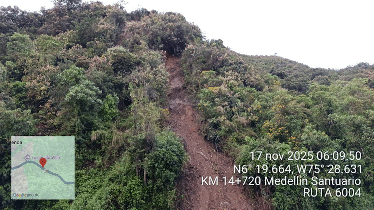 Monitorean enorme talud en la autopista Medellín-Bogotá