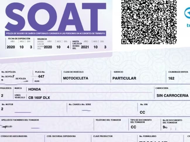 Así será el incremento del Soat para 2026