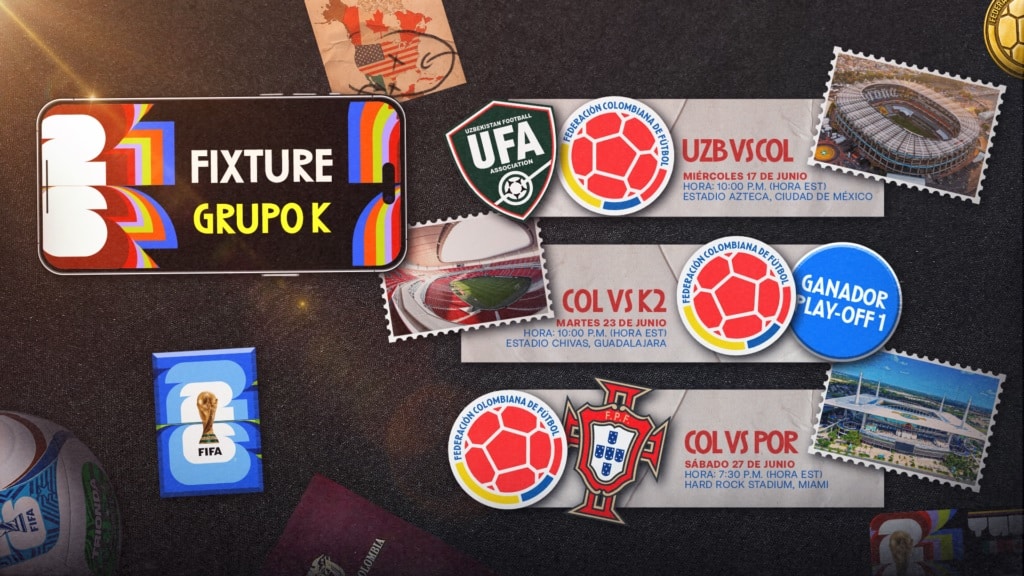 El calendario de la Selección Colombia en la Copa del Mundo 2026