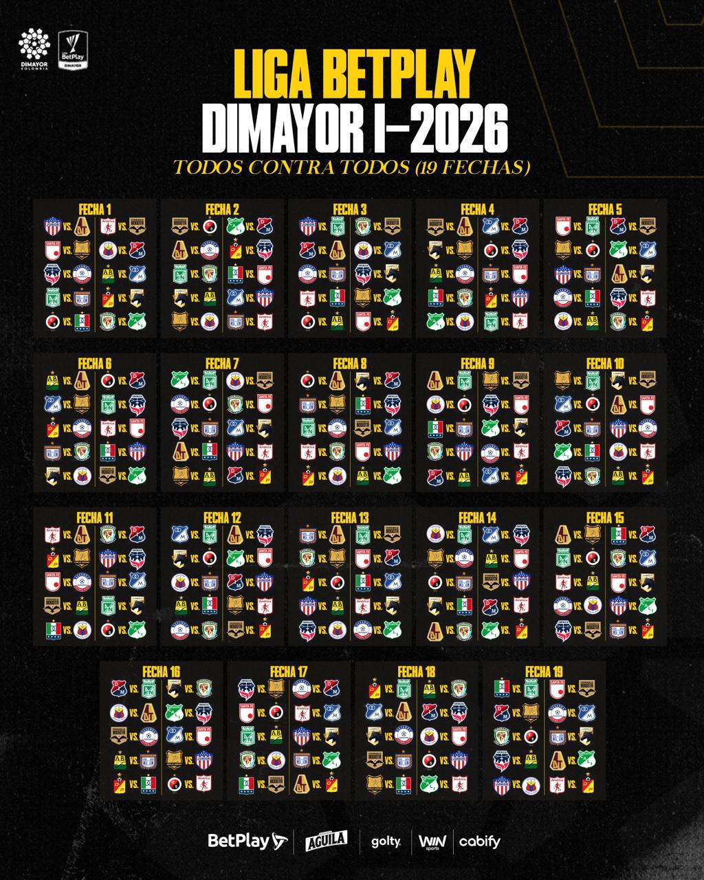 Este es el calendario completo de la liga colombiana 2026-I