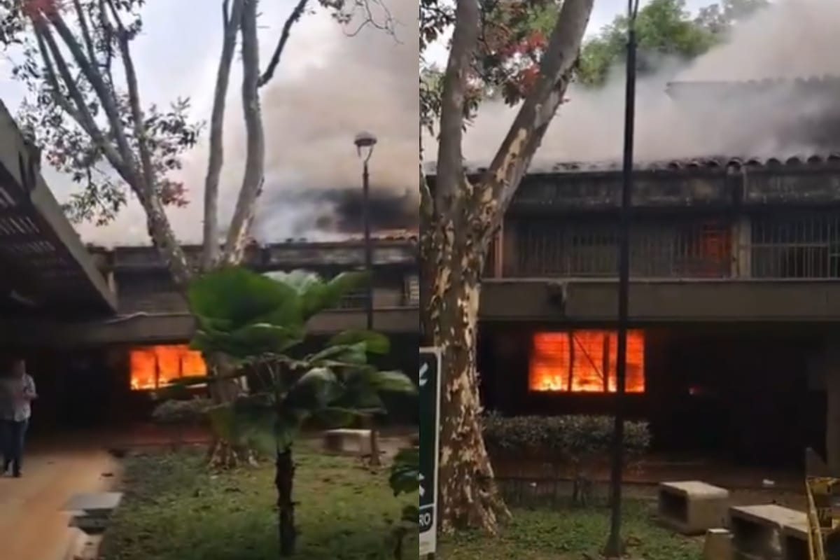 Encapuchados prendieron fuego a una oficina en el Politécnico Jaime Isaza Cadavid