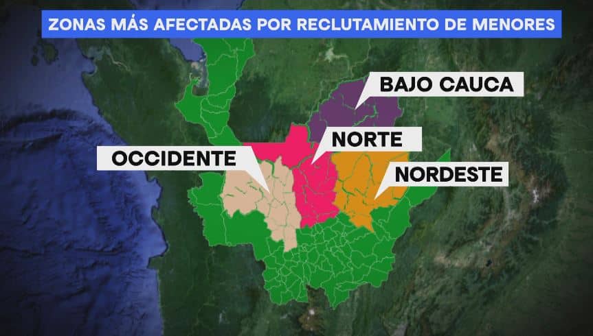 Antioquia sigue como uno de los departamentos con más casos de reclutamiento de menores