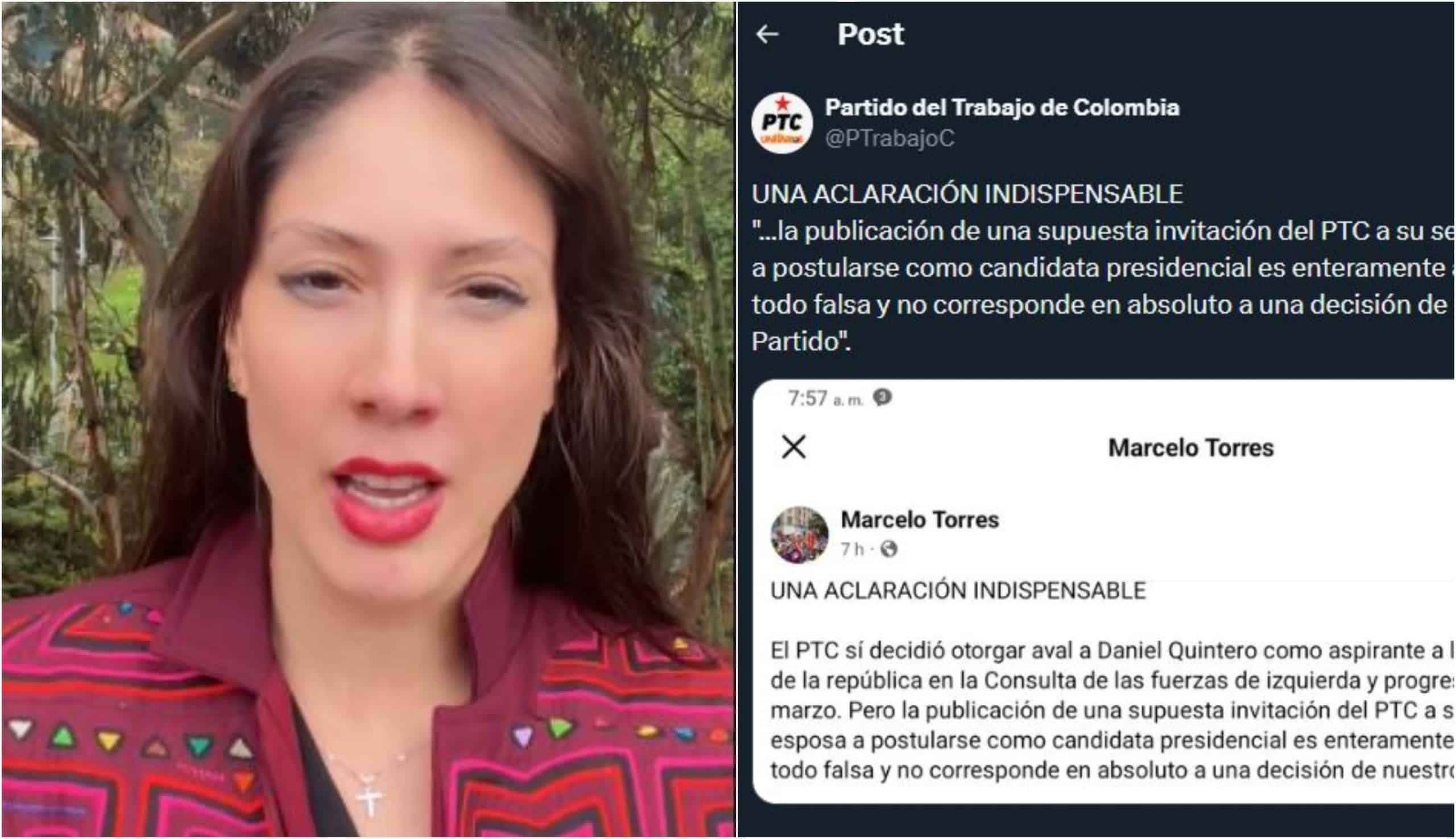 PTC desmiente invitación para que esposa de Daniel Quintero sea candidata presidencial