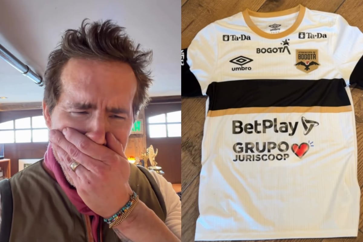 Así reaccionó Ryan Reynolds al recibir la camiseta del Internacional de Bogotá