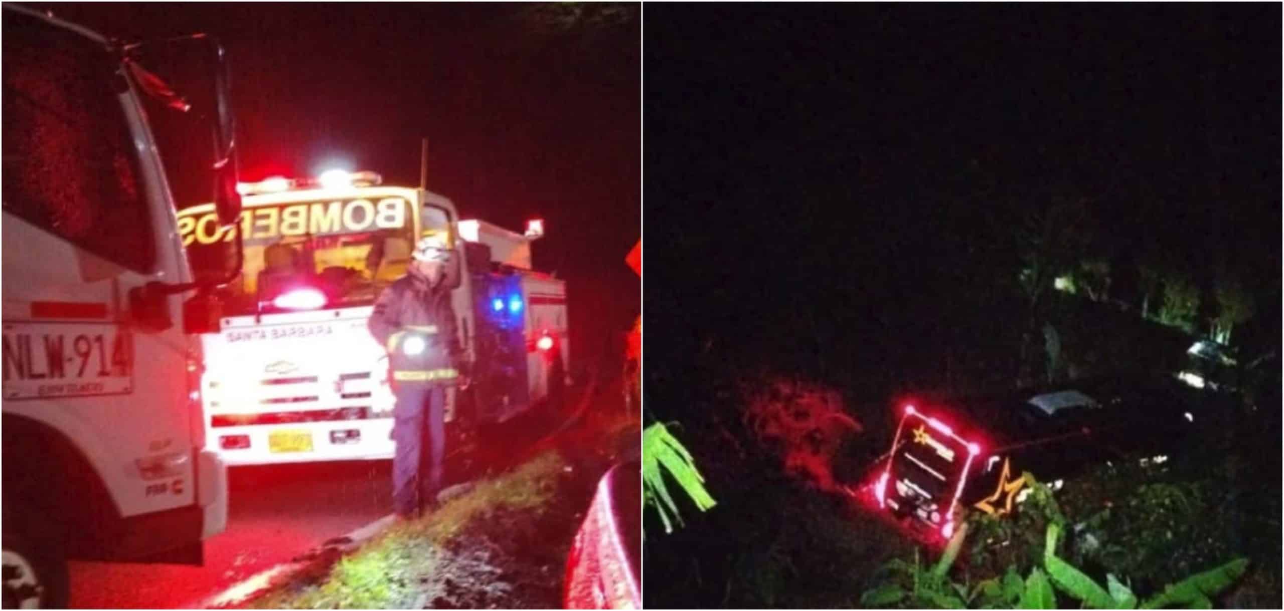 ¡Grave accidente! Bus cayó a un abismo en la vía que comunica a Santa Bárbara con Medellín