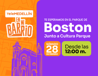 Banner con información del evento Telemedellín en mi barrio el próximo 28 de febrero de 2026 en el Parque de Boston
