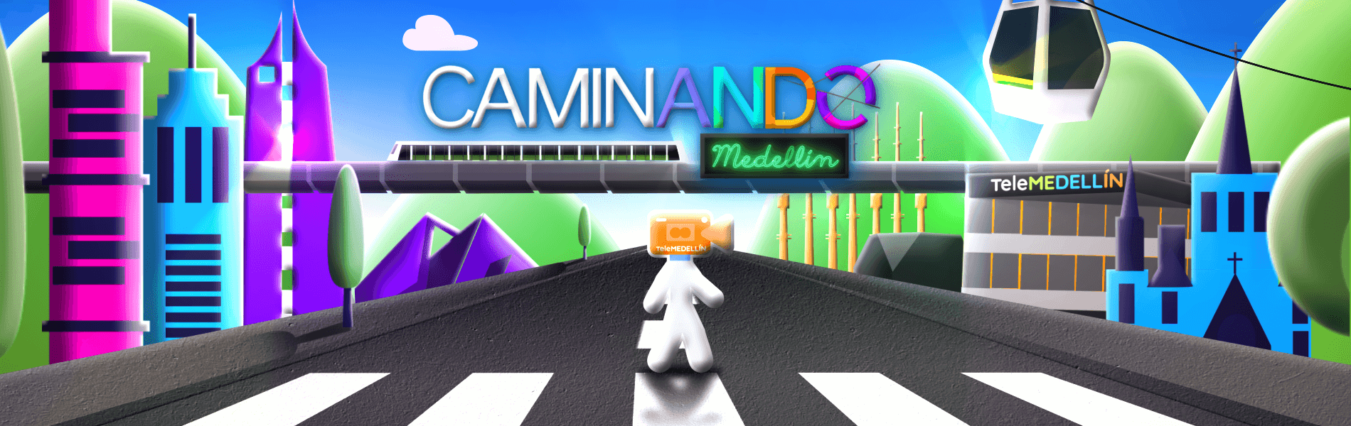 Banner con el logo y personaje de Caminando Medellín