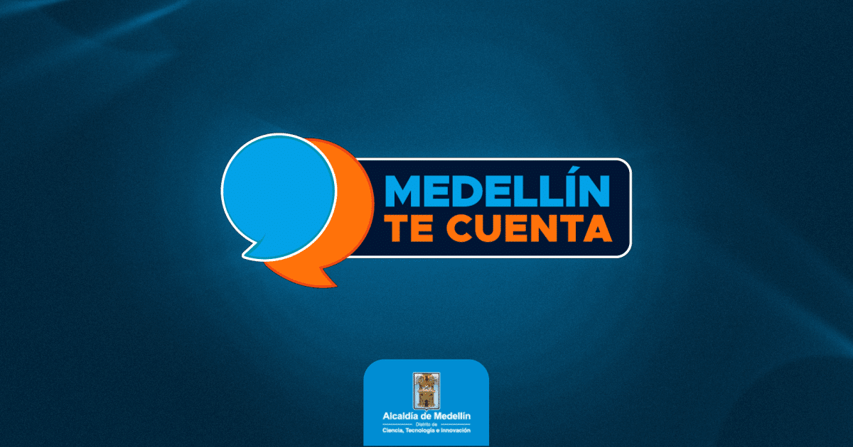 Banner con el logo de Medellín Te Cuenta en el centro y en la parte inferior logo de la Alcaldía de Medellín