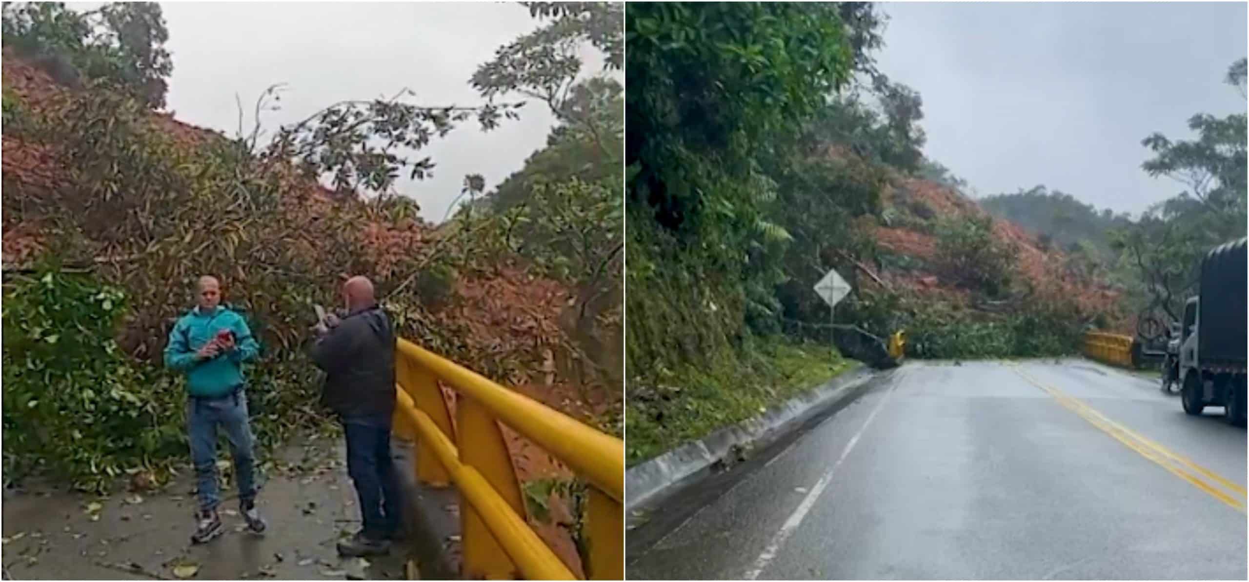 Continúa cerrada la autopista Medellín - Bogotá por un deslizamiento en San Luis