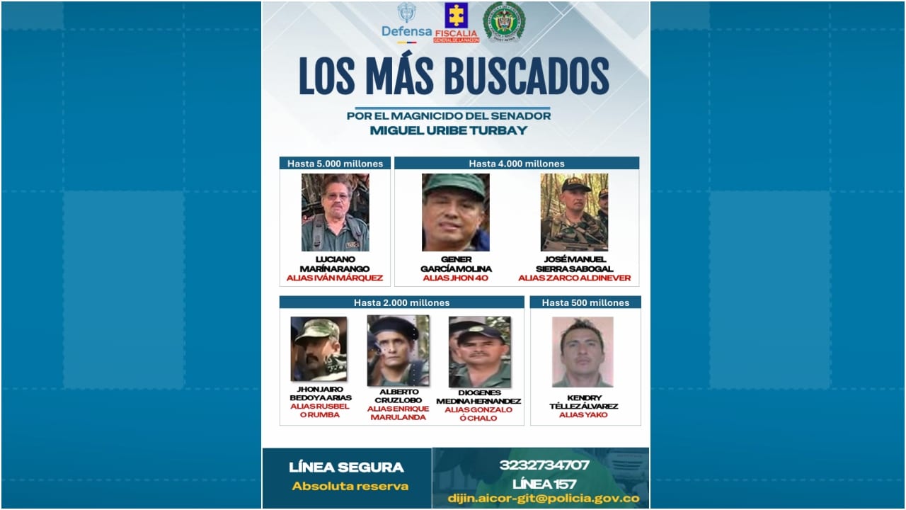 7 integrantes de la Segunda Marquetalia con órden de captura por el magnicidio de Miguel Uribe Turbay