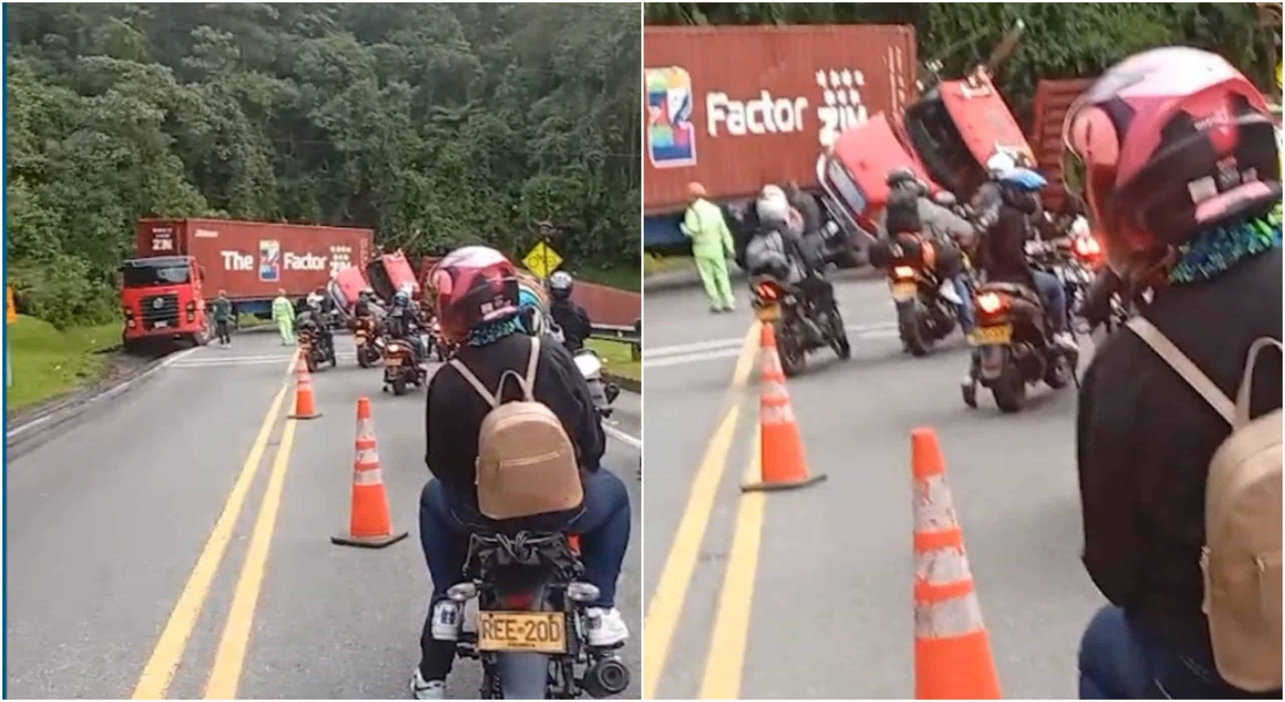 Tractomula se volcó en el Alto de Minas y ocasionó represamiento vehicular