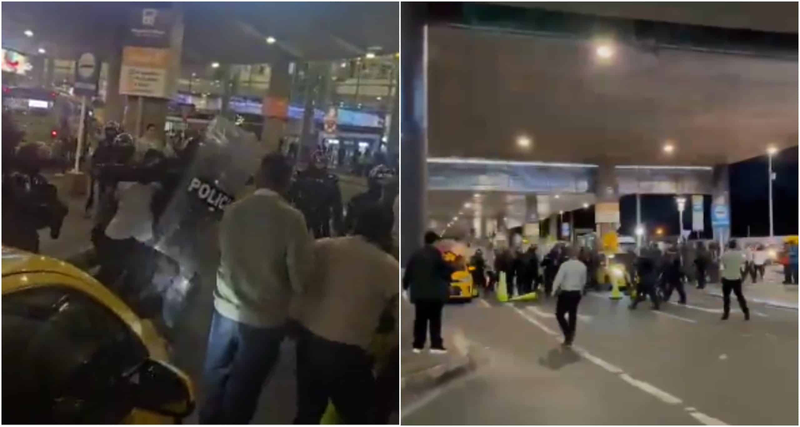 Protesta de taxistas en aeropuerto de Bogotá terminó en enfrentamientos