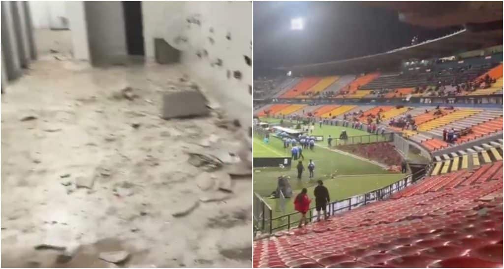 Disturbios en el estadio Atanasio Girardot durante el partido entre DIM y Flamengo