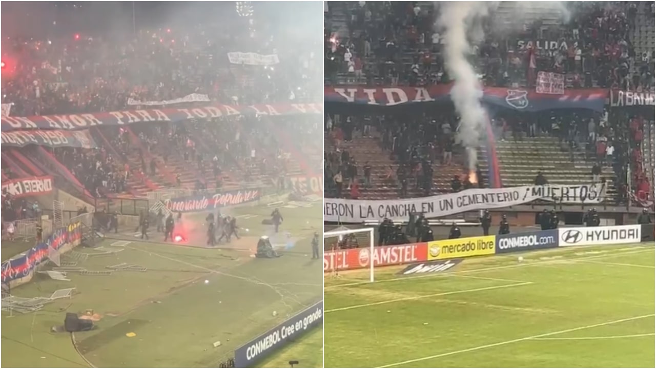 Disturbios en el Estadio Atanasio Girardot durante el partido entre Medellín y Flamengo