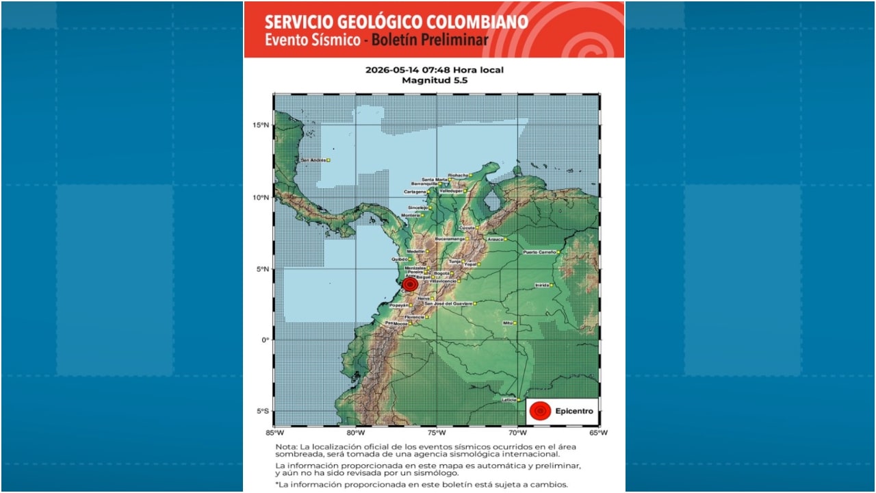Fuerte sismo sacudió varias regiones de Colombia en la mañana de este jueves