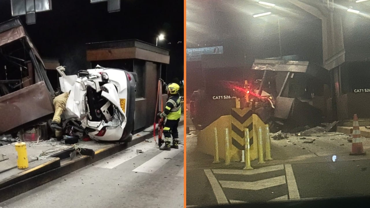 Impactante accidente en el Túnel de Oriente: camioneta terminó incrustada en caseta del peaje