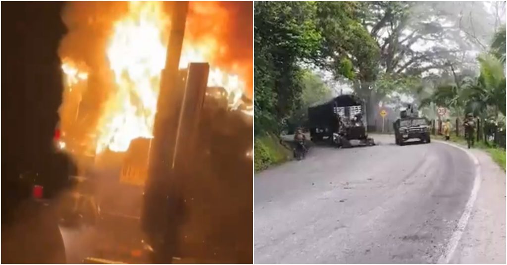 Incidente violento en la Troncal de Occidente: ELN quema vehículos en Valdivia