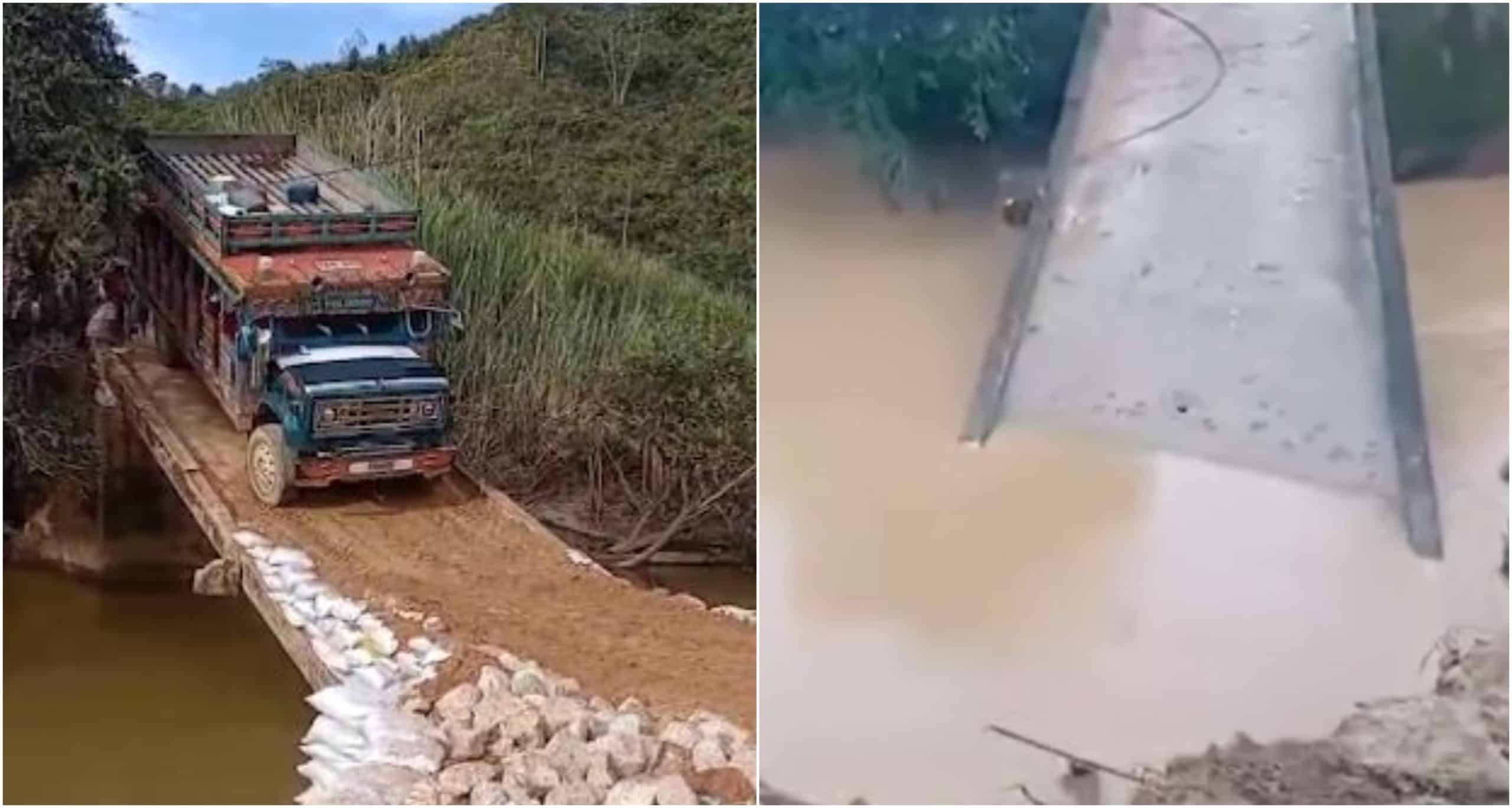 Peligro por intentar cruzar puentes que colapsaron por las lluvias en Yolombó