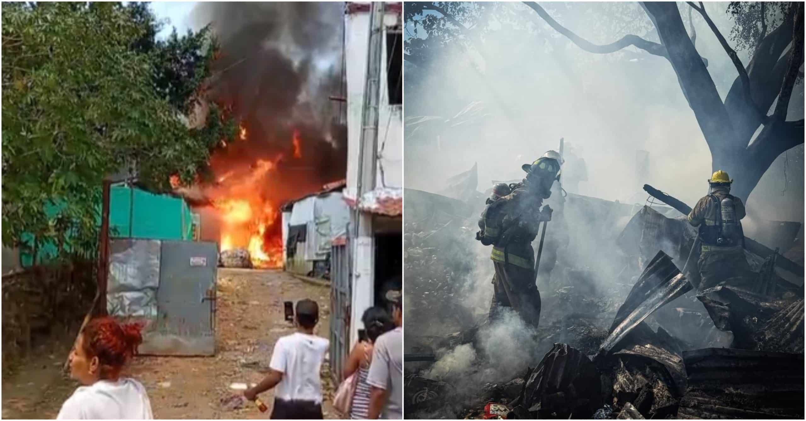 Por incendio en Boston se afectaron tres bodegas de reciclaje y fueron atendidas 16 personas