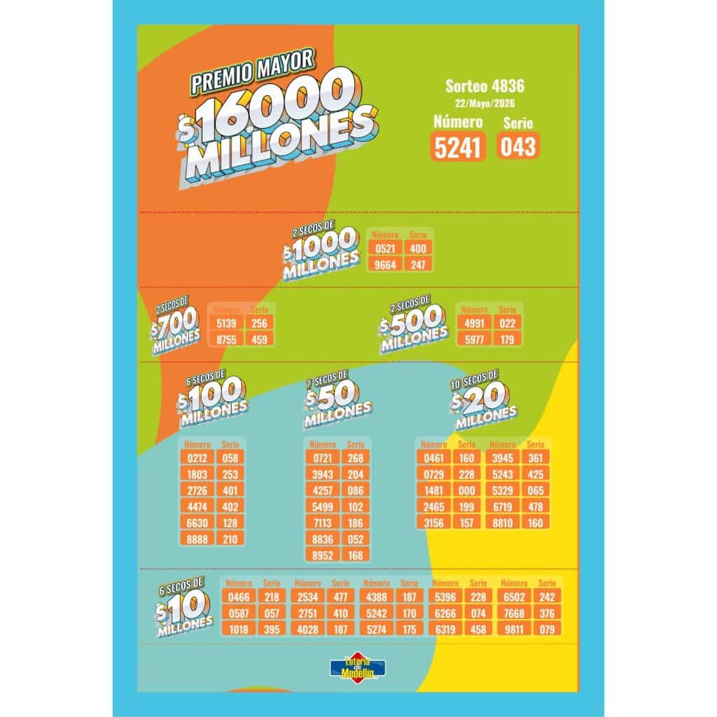 premios secos de la lotería de medellín