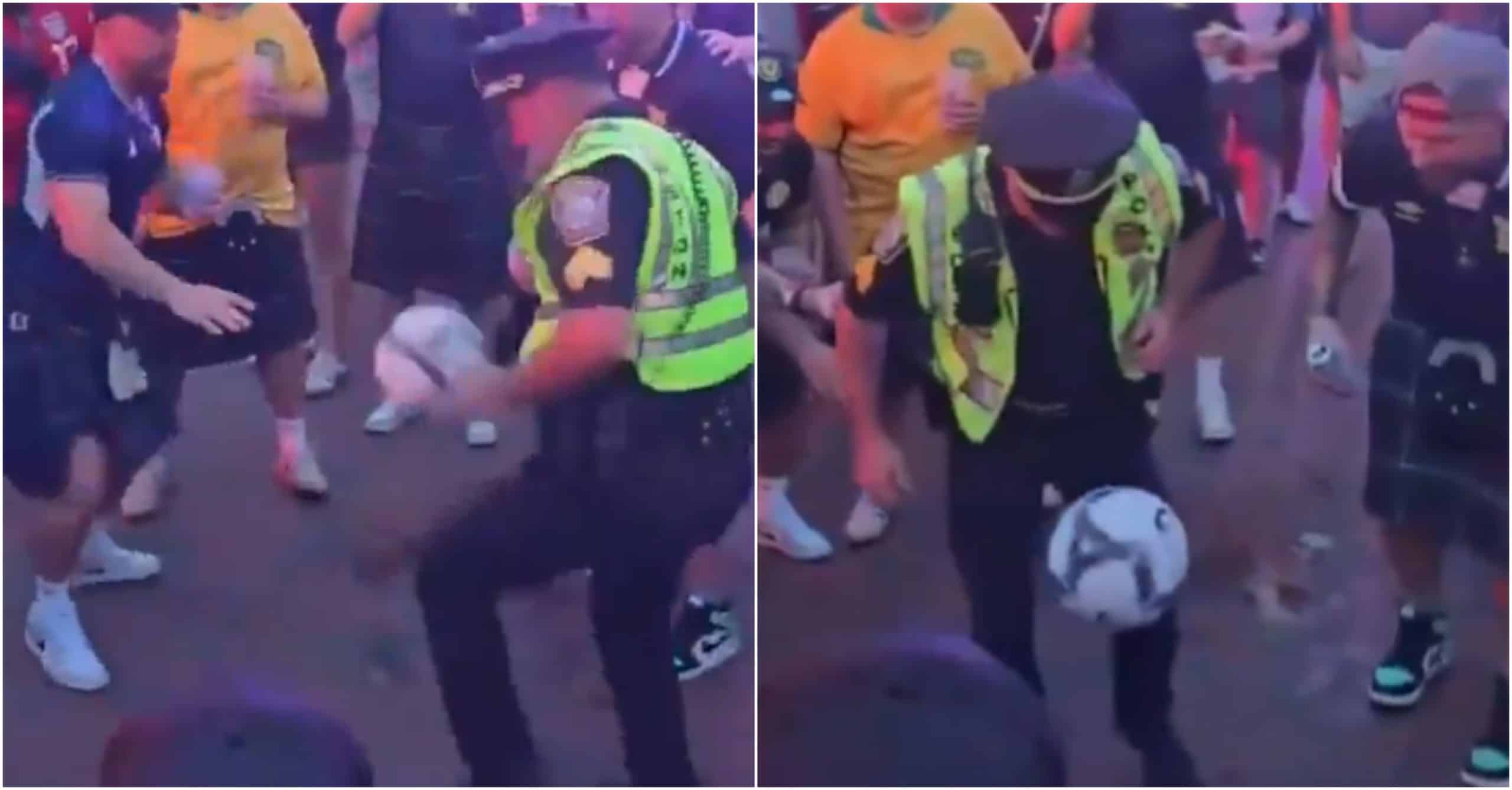 Agente de la Policía sorprende a todos con sus dominadas con el balón en el Mundial