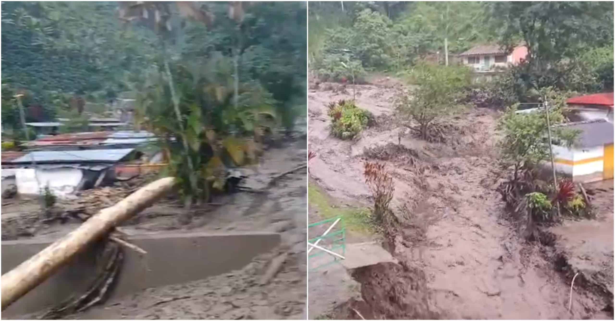 Fuerte aguacero provocó desbordamiento de quebradas, inundaciones y daño a viviendas en Andes
