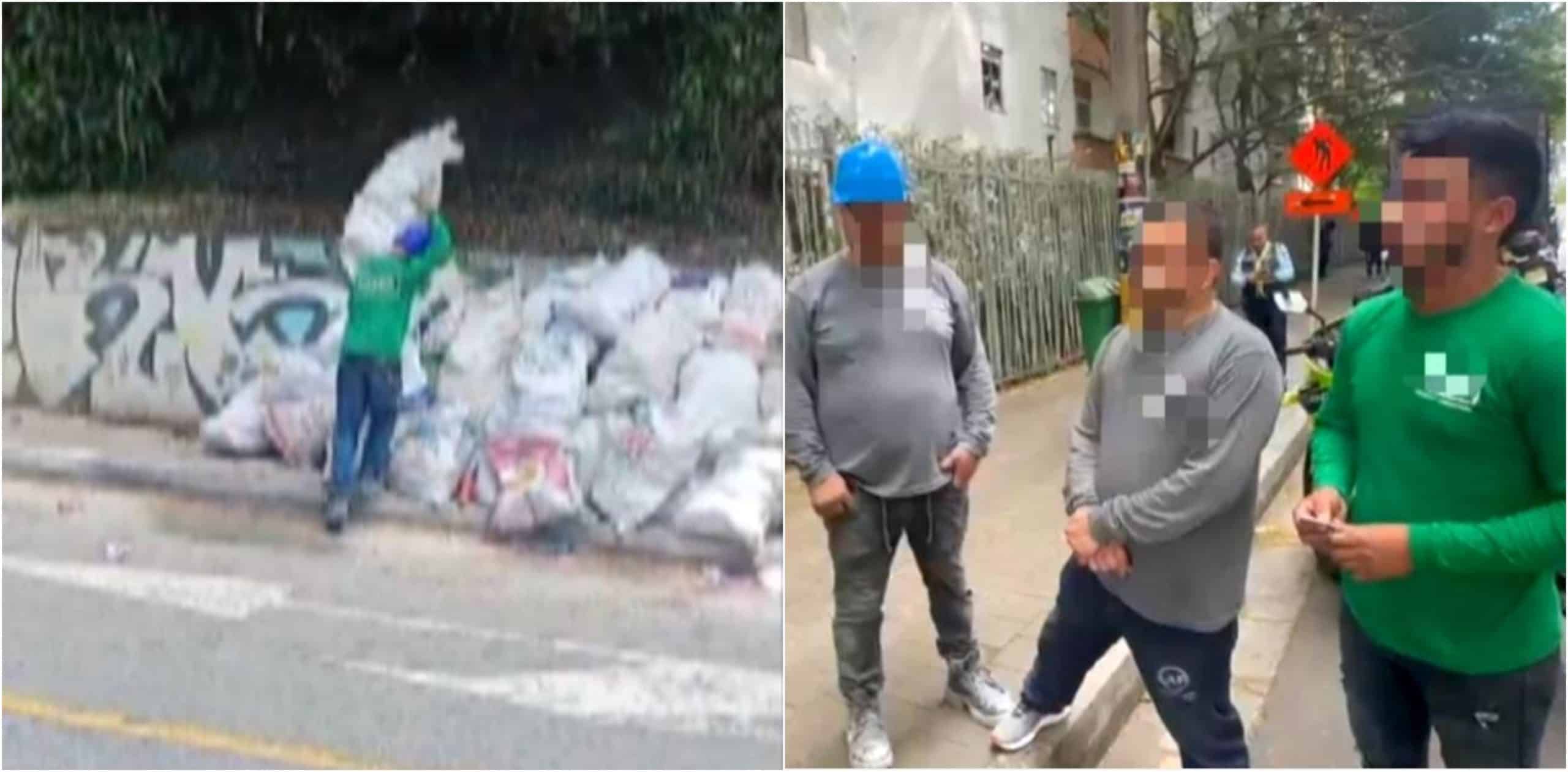 Hombres descargaron escombros en plena vía pública y fueron sorprendidos por las autoridades