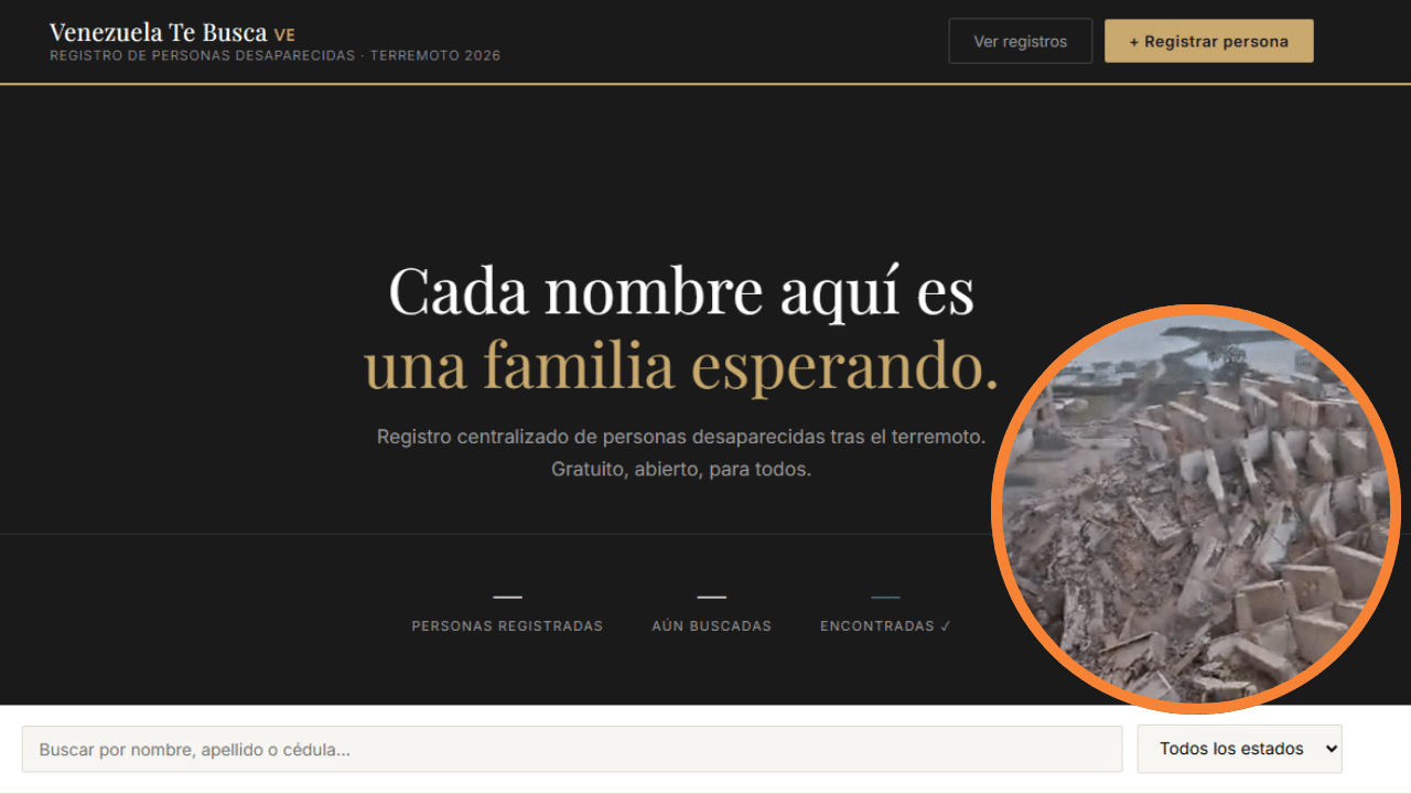 Iniciativa digital "Venezuela Te Busca" ayuda a encontrar desaparecidos tras terremotos