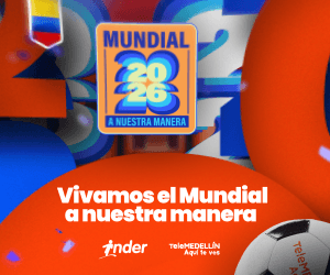 Banner para el Mundial 2026 con el texto "Vivamos el Mundial a nuestra manera" con el logo del Inder y Telemedellín