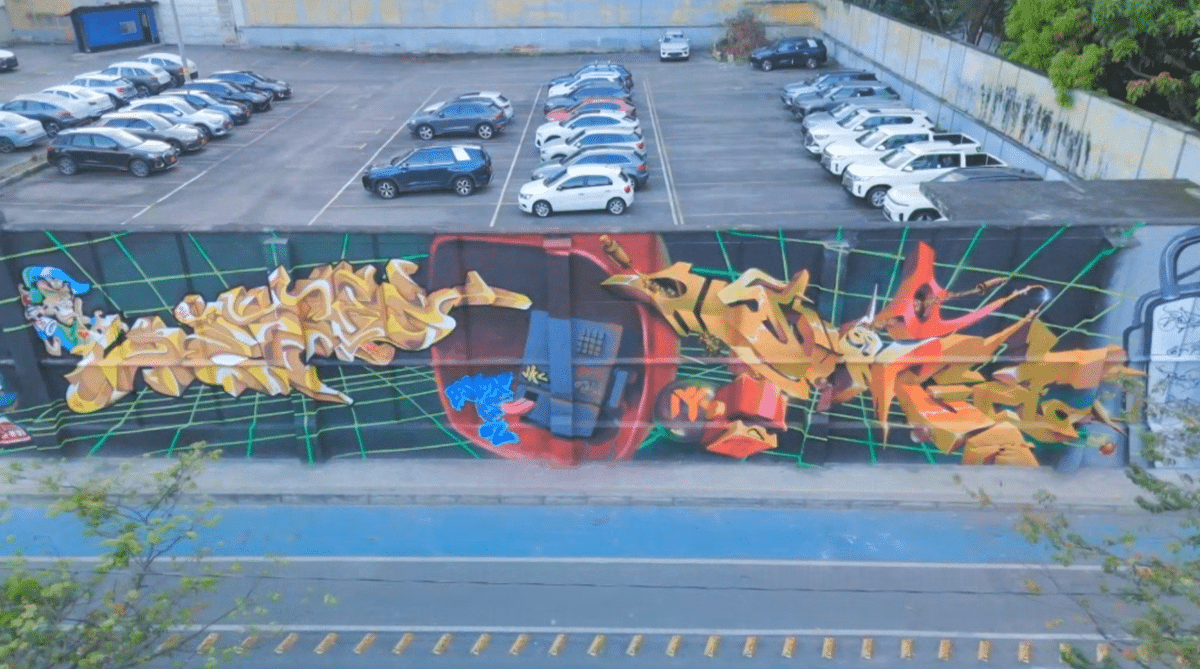 Un mural monumental en Guayabal rinde homenaje a la historia del grafiti en Medellín