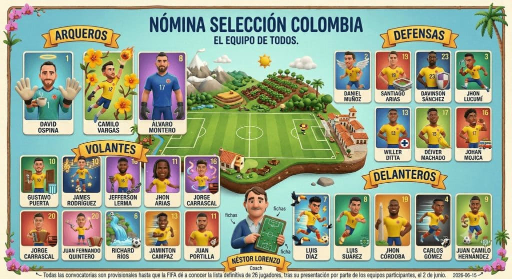 Selección Colombia en el universo de Pixar creado por Nano Banana