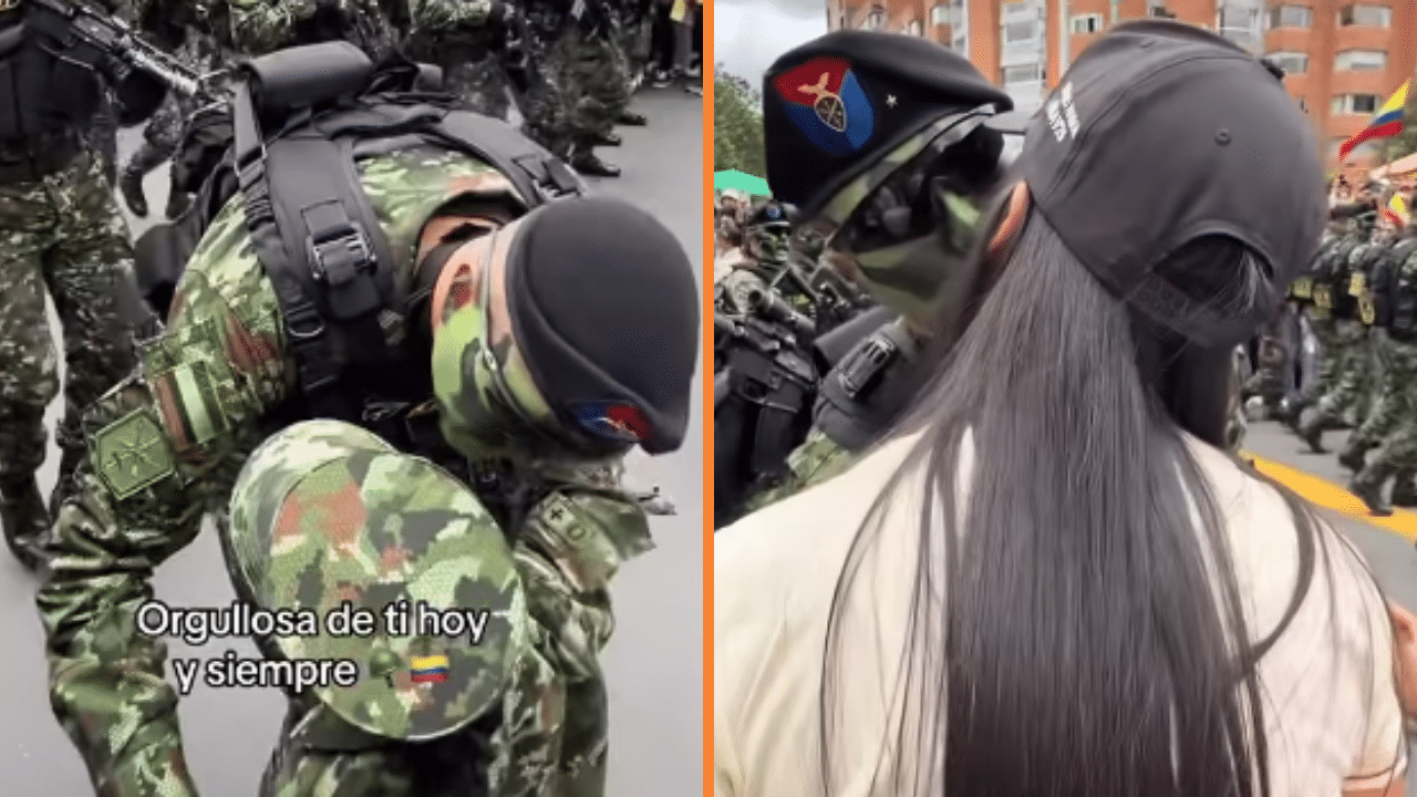 Un militar rompió por segundos el protocolo del desfile por besar a su novia y el momento se volvió viral