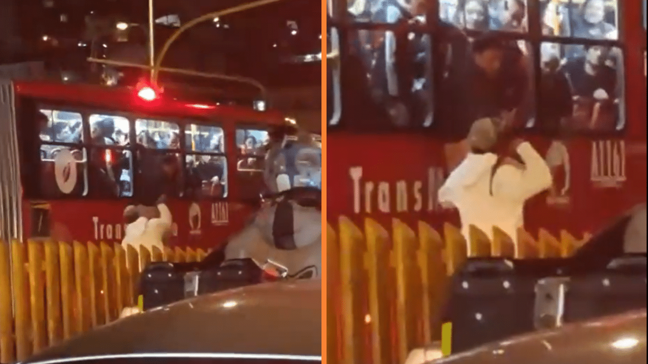 VIDEO | Atrapan a presunto ladrón y lo azotan a correazos en ventana de TransMilenio