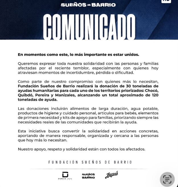 Camiones de ayuda enviados por Blessd y Dímelo Jara