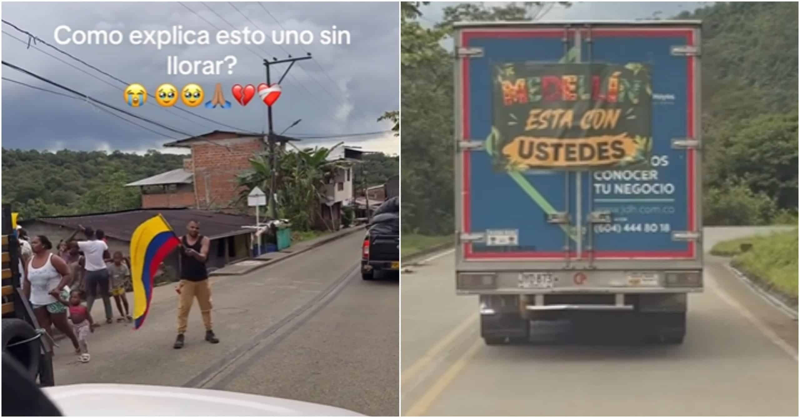 En medio de pitos, algarabía y la bandera de Colombia, llegan camiones con ayudas para Chocó