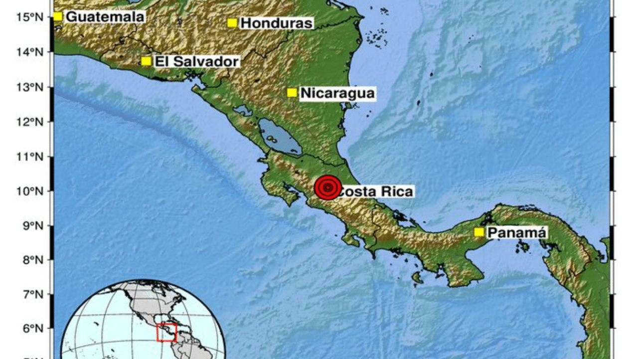 Fuerte sismo de magnitud 5,4 sacude Costa Rica en la madrugada del 24 de agosto