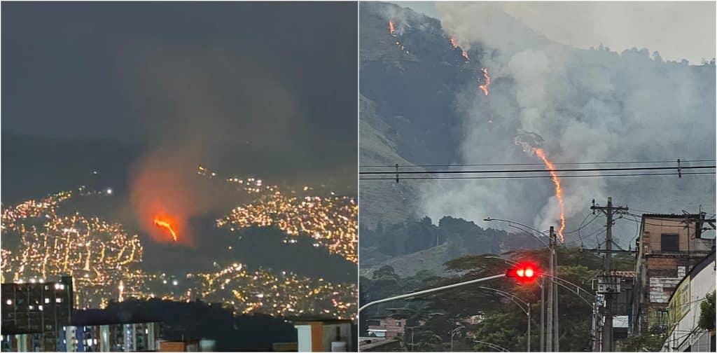 Incendio forestal afecta zona boscosa en Manrique, Medellín