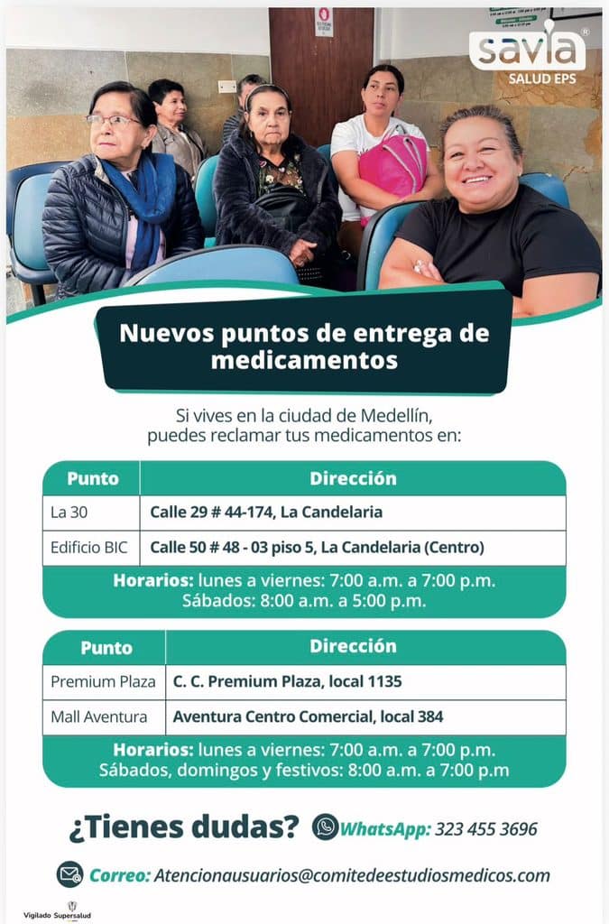 Nuevos puntos de dispensación de medicamentos Savia Salud