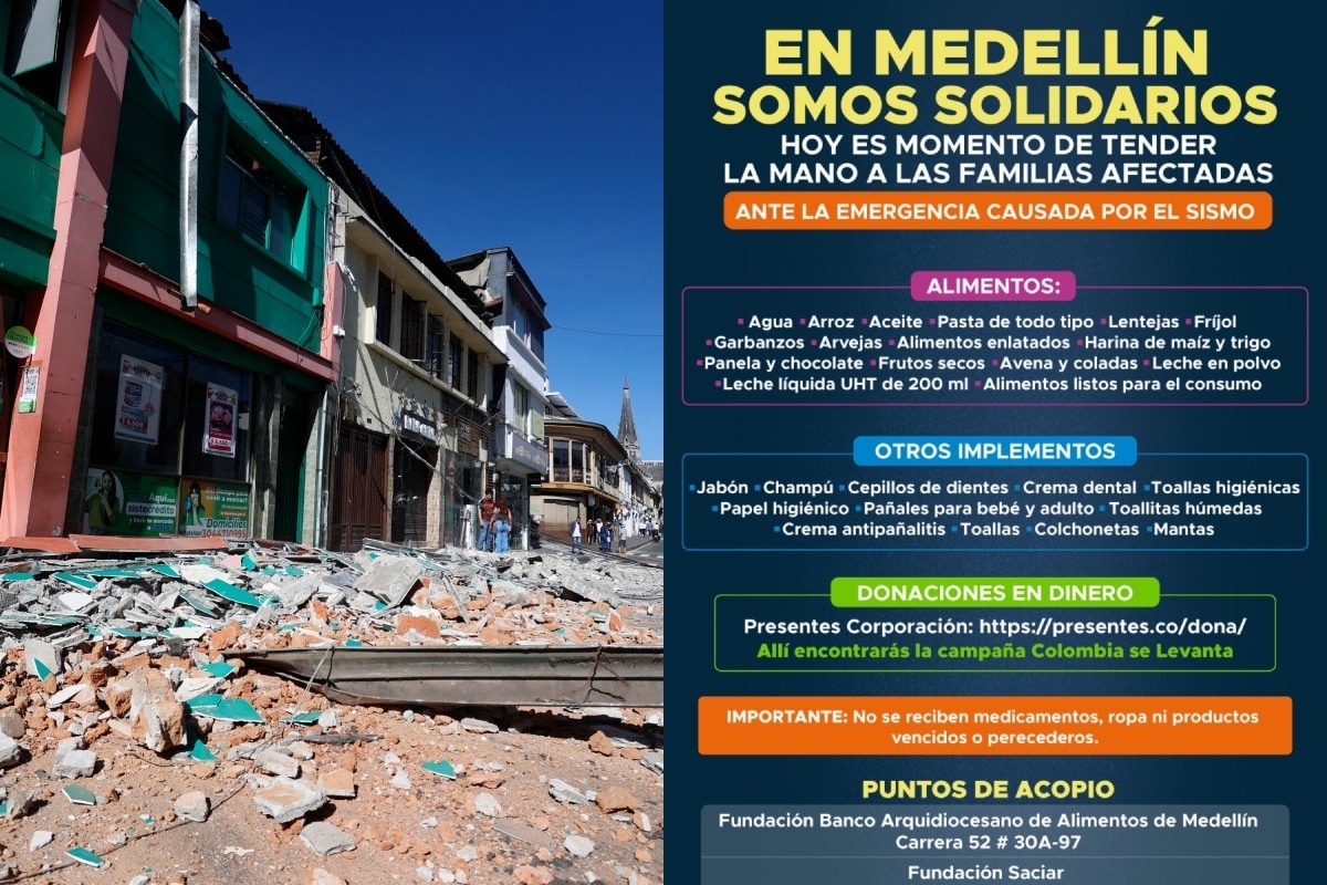 Medellín se une en solidaridad para apoyar a los damnificados por el terremoto en Colombia: así puede donar