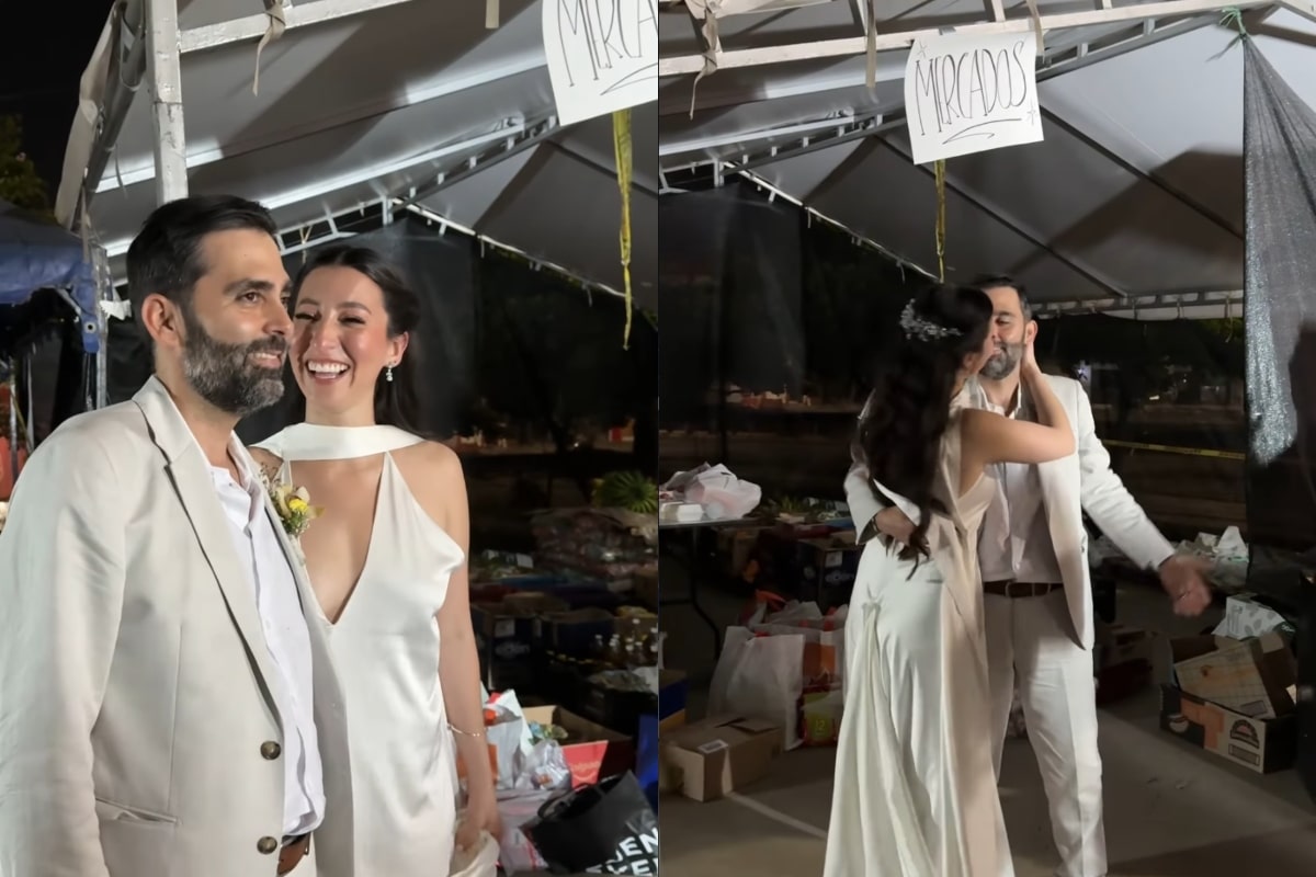 ¡Viva el amor y la solidaridad! Pareja de recién casados salió directo de su boda a donar