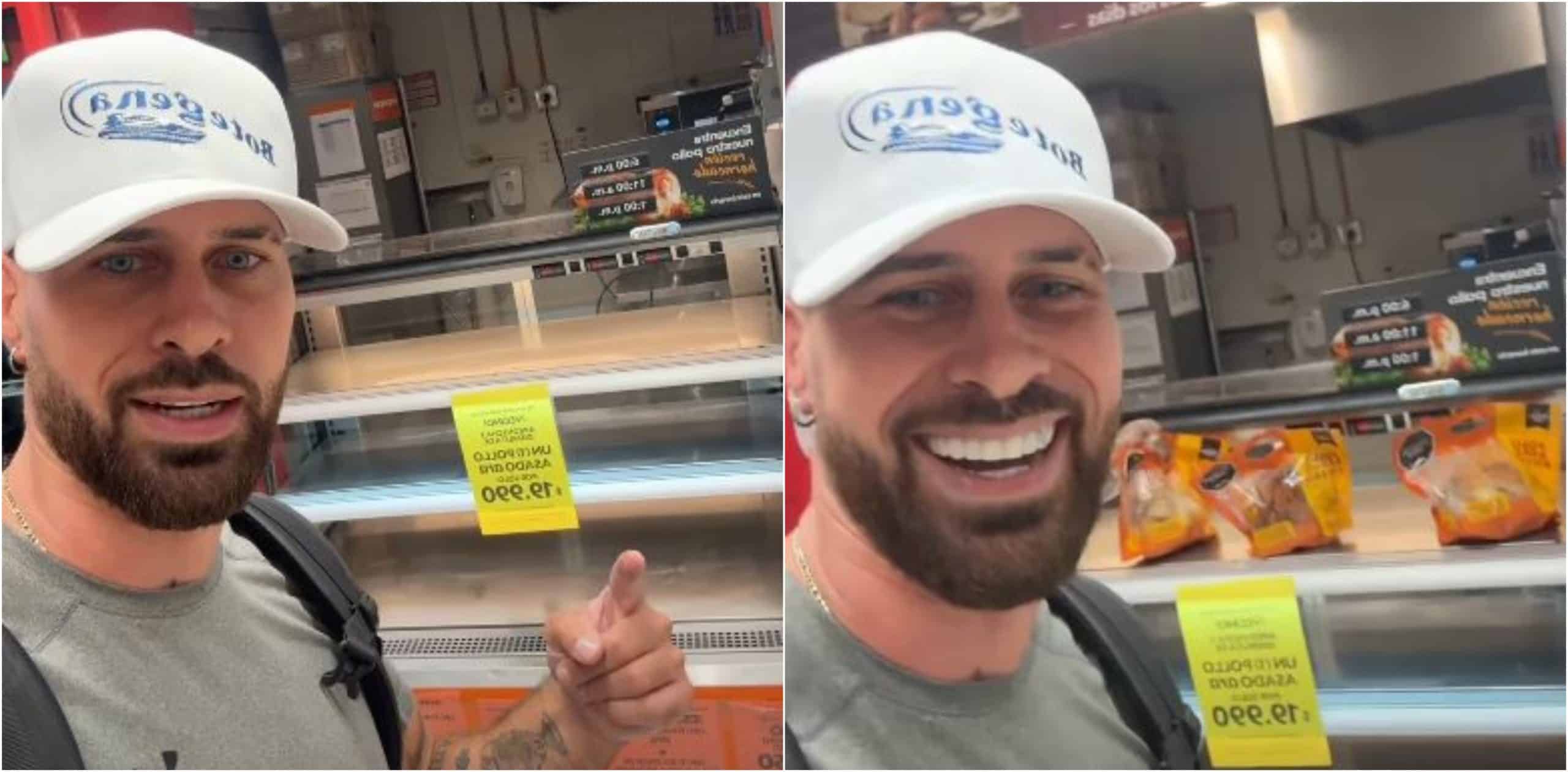 Curioso video de extranjero mostró la reacción cuando llegó el pollo de reconocido supermercado