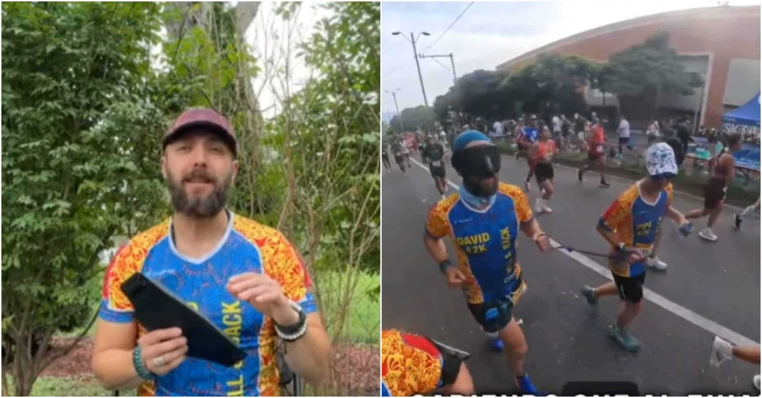 David corrió a ciegas en la Maratón Medellín para visibilizar a las personas con discapacidad visual