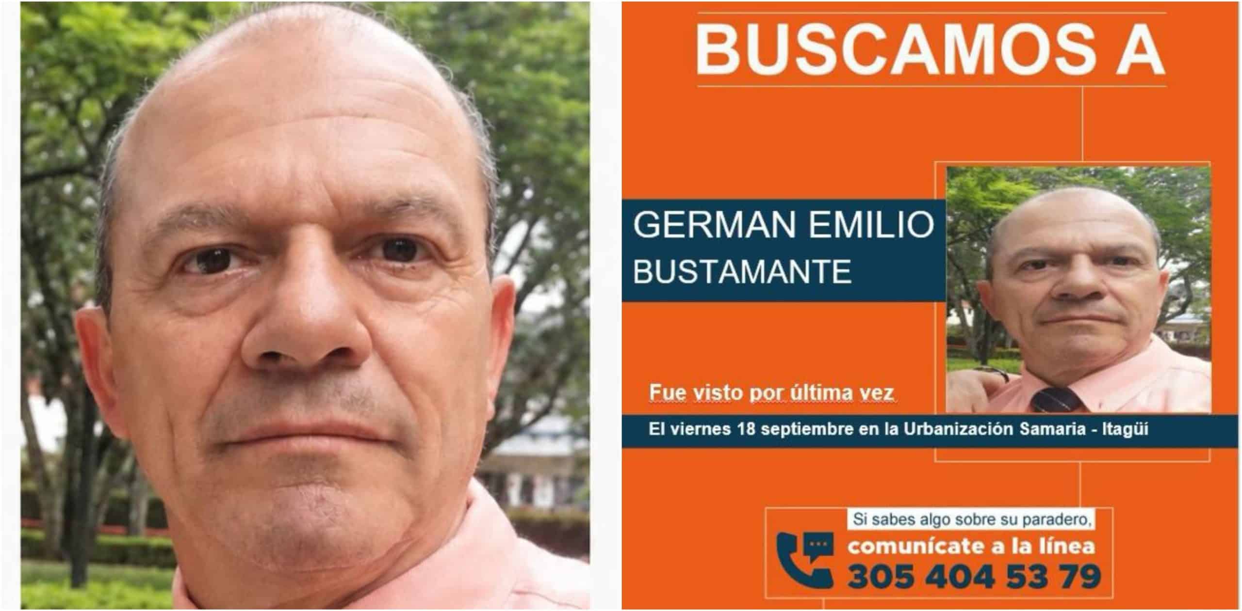 Familiares y amigos buscan a Germán Bustamante, desaparecido desde el 18 de septiembre