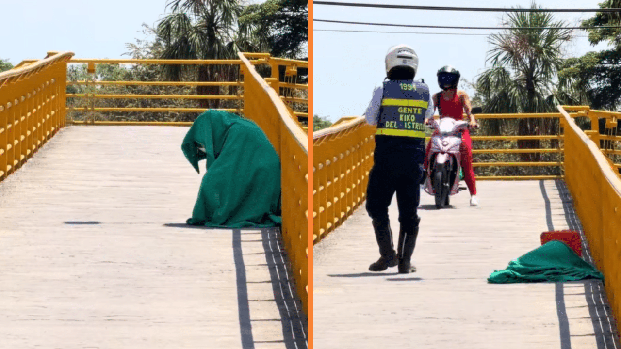 La verdadera historia detrás del agente de tránsito que se escondió bajo una sábana en un puente peatonal