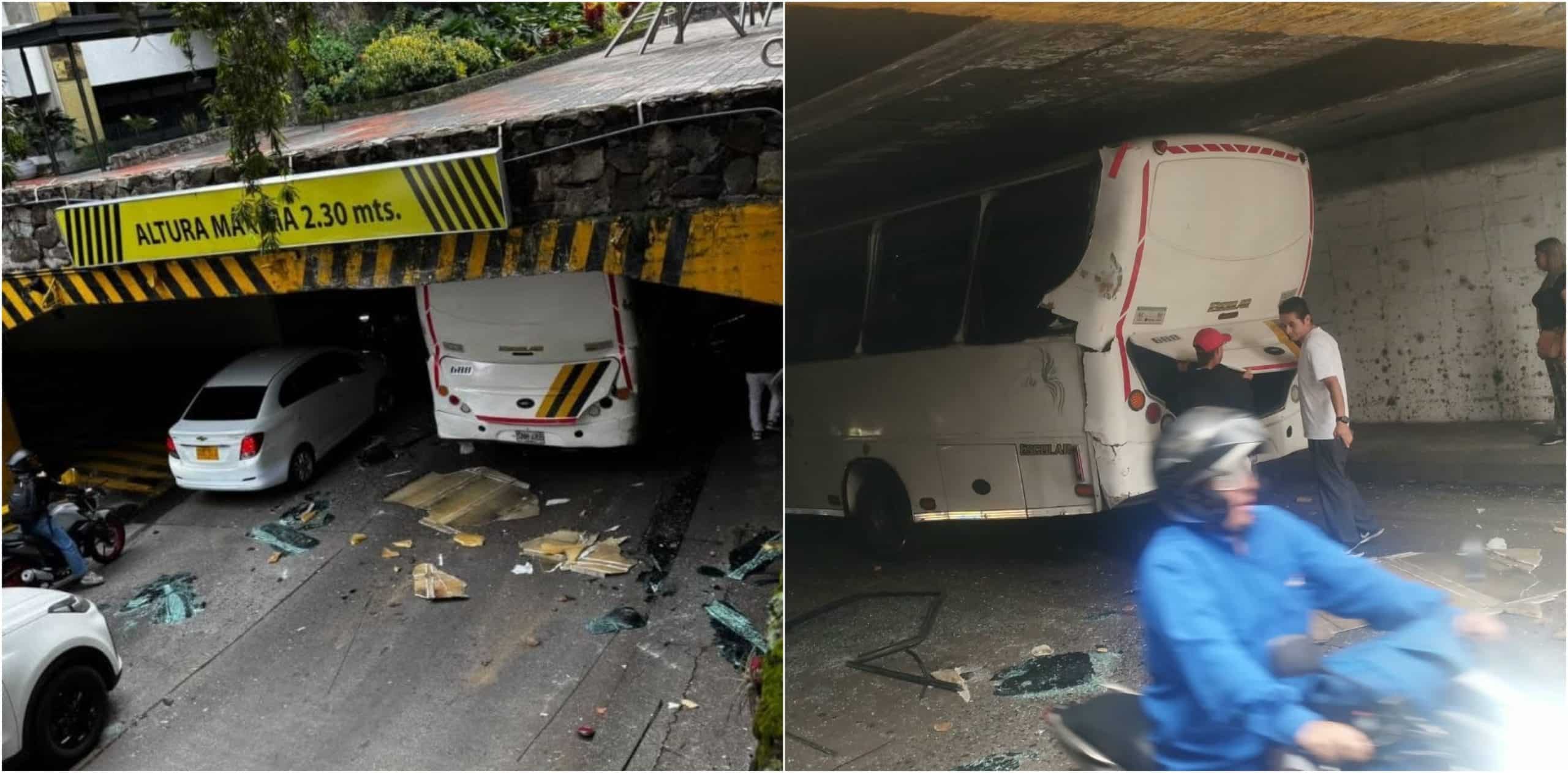¡No aprenden! Otro vehículo quedó atrapado en el deprimido de Suramericana