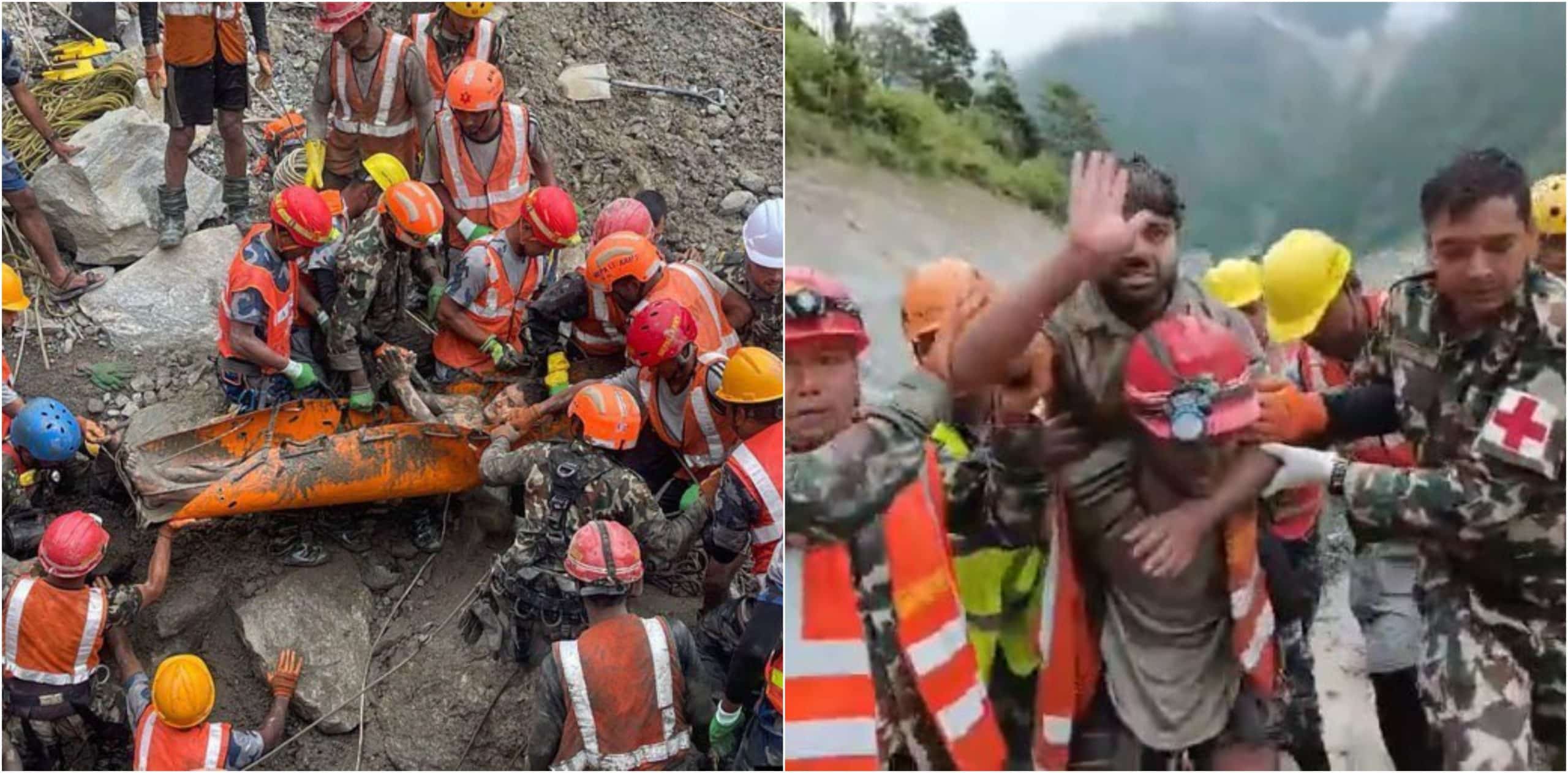 Rescatan con vida a dos obreros de un túnel en Nepal, atrapados desde hace 9 días tras la avalancha