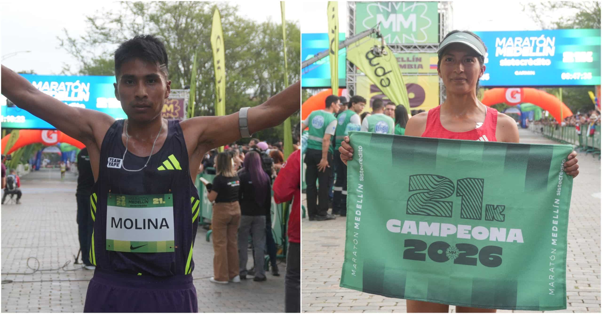 Una ecuatoriana y un peruano fueron los ganadores de los 21K en la Maratón Medellín